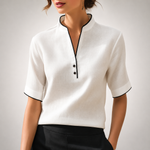Aurelia Blouse with Contrasting Trim