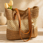 Elena | Two-Tone Woven Tote Bag