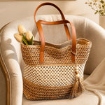 Elena | Two-Tone Woven Tote Bag