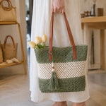 Elena | Two-Tone Woven Tote Bag