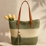 Elena | Two-Tone Woven Tote Bag