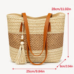 Elena | Two-Tone Woven Tote Bag