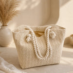 Woven Rope Handle Tote Bag