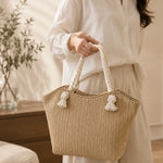 Woven Rope Handle Tote Bag