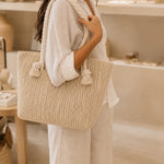 Woven Rope Handle Tote Bag