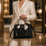 Celeste | Elegant Structured Top Handle Satchel with Silk Scarf Charm