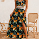 Isla Breeze Tropical Lace Waist Maxi Dress