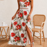 Isla Breeze Tropical Lace Waist Maxi Dress