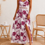 Isla Breeze Tropical Lace Waist Maxi Dress