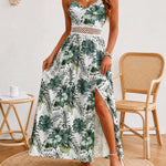 Isla Breeze Tropical Lace Waist Maxi Dress