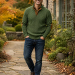 Men's Diamond Knit Button Neck Jumper