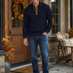 Men's Diamond Knit Button Neck Jumper