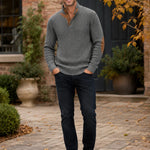 Men's Diamond Knit Button Neck Jumper