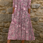 Élise | Robe midi imprimée à col V