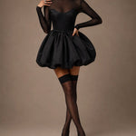 Vivienne | Sheer High-Neck Bubble Mini Dress