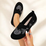 Women's Floral Embroidered Knit Slip On Shoes
