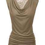 Ruched Cowl Neck Tank Tops - Zeagoo (Us Only)