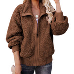 Fuzzy Fleece Jackets Oversized Open Front Coat Zipper Outwear(TTShop02) - Zeagoo (Us Only)