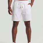 KZZ Men's Linen Casual Elastic Waist Drawstring Summer Beach Pants