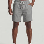 KZZ Men's Linen Casual Elastic Waist Drawstring Summer Beach Pants
