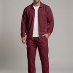 KZZ Men's Stylish Casual Waffle-Knit Business Jacket Suit