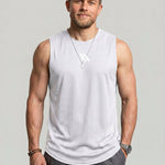 KZZ Men's Solid-Color Mesh Tank Top