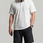 KZZ Men's Solid-Color Polo Shirt and Drawstring-Waist Shorts