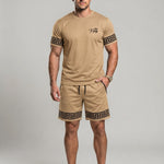 KZZ Men's Slim Fit Crew Neck Short-Sleeve and Shorts Suit