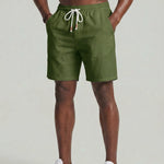 KZZ Men's Linen Casual Elastic Waist Drawstring Summer Beach Pants