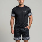 KZZ Men's Slim Fit Crew Neck Short-Sleeve and Shorts Suit