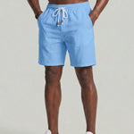 KZZ Men's Linen Casual Elastic Waist Drawstring Summer Beach Pants