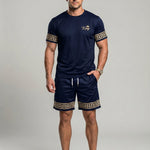 KZZ Men's Slim Fit Crew Neck Short-Sleeve and Shorts Suit