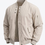KZZ Men's solid color stand-up collar bomber jacket