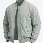 KZZ Men's solid color stand-up collar bomber jacket