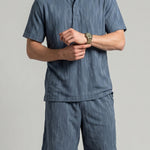 KZZ Men's Solid-Color Polo Shirt and Drawstring-Waist Shorts