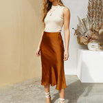 Satin Zipper Elegant Work Skirts - Zeagoo (US Only)