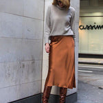Satin Zipper Elegant Work Skirts - Zeagoo (US Only)