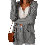 Zeagoo Women's 2023 Fall Winter Cardigan Sweaters Long Sleeve Open Front Cable Knit Outwear Coat with Pockets