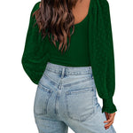 Puff Long Sleeve Bodysuit Leotard Sheer Top - Zeagoo (Us Only)