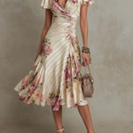 Alba™ | Elegant Midi Floral Dress