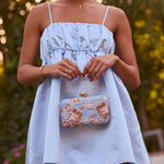 Freesia Embroidered Hard Case Clutch