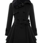 Faux Fur Lapel Double-Breasted Thick Wool Coat - Zeagoo (Us Only)