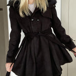 Faux Fur Lapel Double-Breasted Thick Wool Coat - Zeagoo (Us Only)