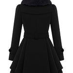 Faux Fur Lapel Double-Breasted Thick Wool Coat - Zeagoo (Us Only)