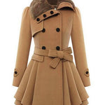 Faux Fur Lapel Double-Breasted Thick Wool Coat - Zeagoo (Us Only)