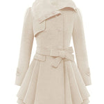 Faux Fur Lapel Double-Breasted Thick Wool Coat - Zeagoo (Us Only)