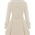 Faux Fur Lapel Double-Breasted Thick Wool Coat - Zeagoo (Us Only)