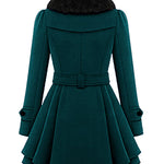 Faux Fur Lapel Double-Breasted Thick Wool Coat - Zeagoo (Us Only)