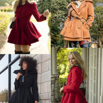 Faux Fur Lapel Double-Breasted Thick Wool Coat - Zeagoo (Us Only)