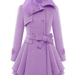 Faux Fur Lapel Double-Breasted Thick Wool Coat - Zeagoo (Us Only)